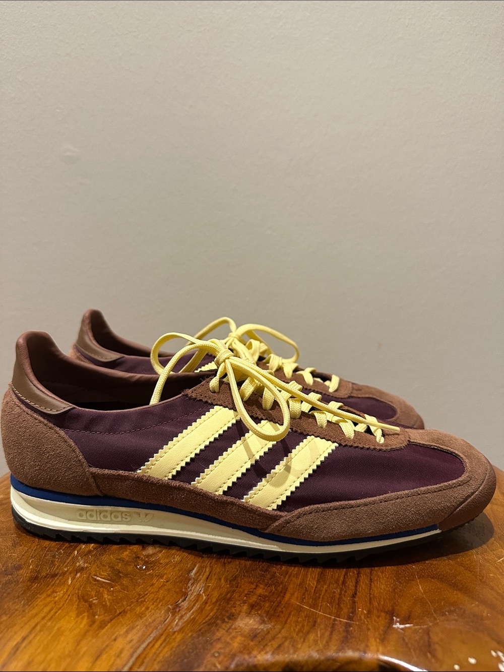 adidas Burgundy and Yellow Retro Runner Sneakers - Picture 2 of 7